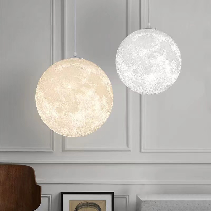 Commercial Resin Printing - Creative 3D printed moon chandelier 15W